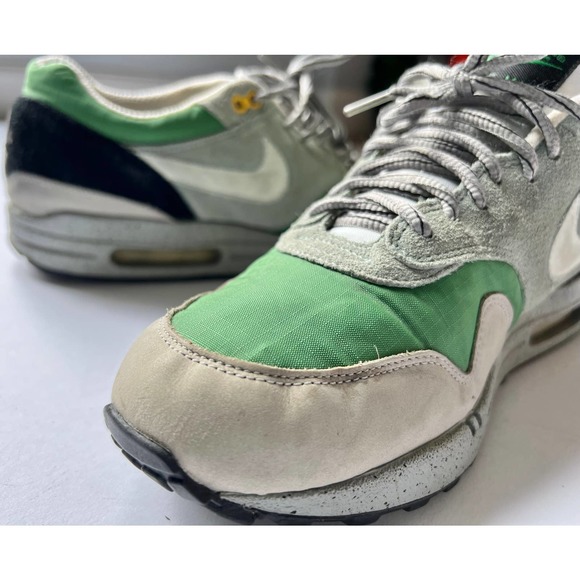 NIKE mens sz 9.5 Air Max 1 Classic Skull Pack 2008 Green Barley Gray GUC - Picture 2 of 7
